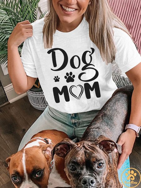 Lilicloth X Funnpaw Women's Dog Mom T-Shirt, color:White|size:L, Lilicloth.com