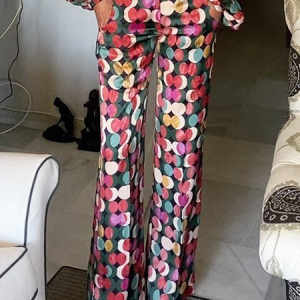 Elegant Regular Fit Geometric Fashion Long Pants Straight pants, Pants, color:As Picture|size:XXL, Stylewe