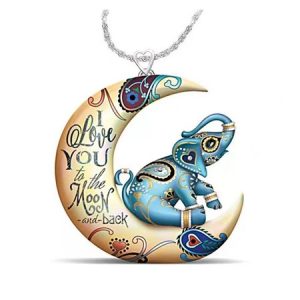 Elephant Letters Heart Pattern Pendant Necklaces, Necklaces, color:Color2|size:One-size, JustFashionNow