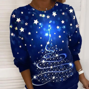 Casual Loose Geometric Sweatshirt, Sweatshirts & Hoodies, color:Blue|size:XXL, JustFashionNow