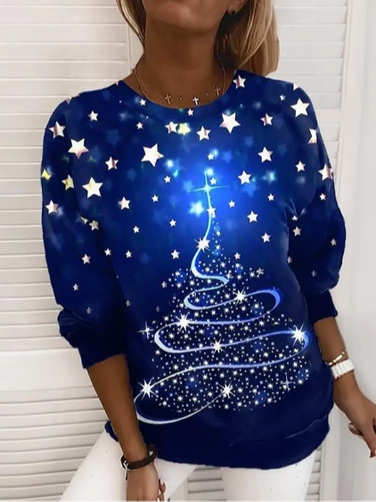 Casual Loose Geometric Sweatshirt, Sweatshirts & Hoodies, color:Blue|size:XXL, JustFashionNow