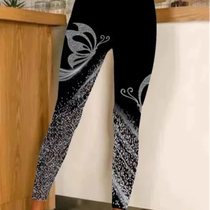 Casual Butterflies Print Winter Warm Slim Legging For Women, Leggings, color:Black|size:XXL, JustFashionNow