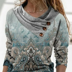 Ethnic Regular Fit Asymmetrical Top, Shirts & Blouses, color:Multicolor|size:XXL, JustFashionNow