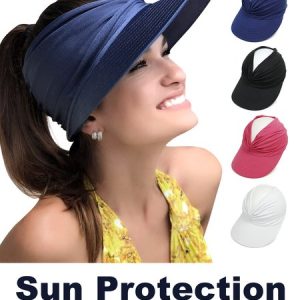 9 Colors Solid Color Women's Sun Visor, Women Hats, color:Navyblue|size:One-size, JustFashionNow