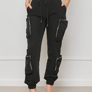 Plain Casual Loose  Pockets Cargo Pants, Cargo Pants, color:Black|size:XXL, Stylewe