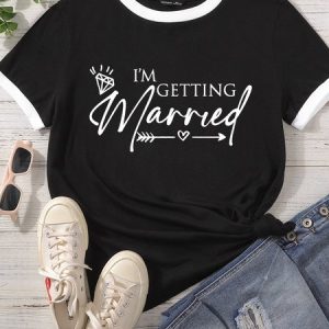 Lilicloth X Funnpaw Women's I'm Getting Married Pet Matching T-Shirt, color:Black|size:L, Lilicloth.com