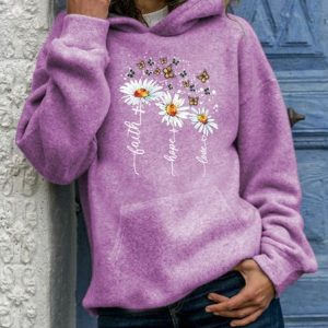 Casual Hoodie Floral Hoodie, Hoodies & Sweatshirts, color:Purple|size:3XL, Noracora