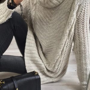 Women Yarn/Wool Yarn Plain Long Sleeve Comfy Casual Sweater, Sweaters, color:Apricot|size:XXL, Noracora