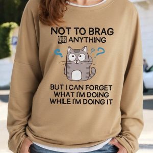 Women's Funny Not To Brag Or Anything Letters Casual Sweatshirt, color:Light Brown|size:3XL, Lilicloth.com