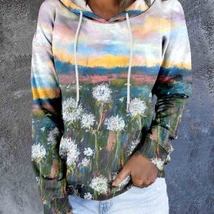 Casual Ombre Crew Neck Regular Fit Hoodie, Sweatshirts & Hoodies, color:Dark Green|size:XXL, JustFashionNow