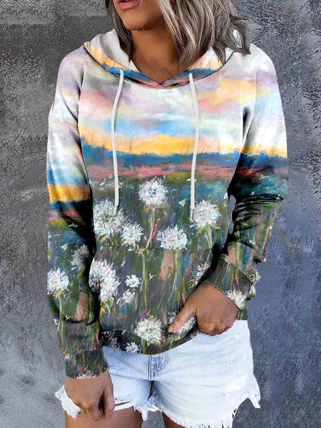 Casual Ombre Crew Neck Regular Fit Hoodie, Sweatshirts & Hoodies, color:Dark Green|size:XXL, JustFashionNow