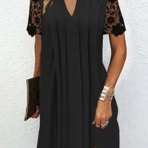 Casual Jersey Plain Loose Dress With No, Formal Dresses, color:Black|size:XS, JustFashionNow