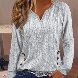 Buckle Plain Casual T-Shirt, T-Shirts, color:Gray|size:XXL, JustFashionNow