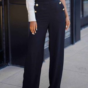 Black Daily Urban Regular Fit Fashion Pants, Pants, color:Black|size:XXL, Stylewe
