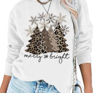 Christmas Tree Crew Neck Loose Sweatshirt, Sweatshirts & Hoodies, color:White|size:3XL, JustFashionNow