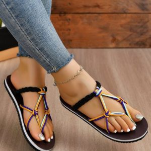 Braided Strap Beach Flip-flops, Sandals & Slippers, color:As Picture|size:43, JustFashionNow