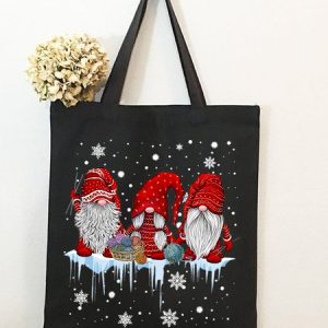 Graphic Christmas Shopping Tote Bag, color:Black|size:One-size, Lilicloth.com