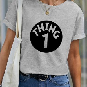 Lilicloth X Funnpaw Women's Thing 1 Pet Matching T-Shirt, color:Gray|size:XXL, Lilicloth.com