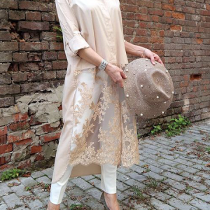 Urban Shirt Collar Long sleeve Plain Mid-long Blouse, Blouses and Shirts, color:Apricot|size:XXL, Stylewe