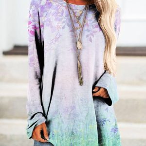 Casual Floral Regular Fit Crew Neck Sweatshirt, Sweatshirts & Hoodies, color:Pink|size:XXL, JustFashionNow
