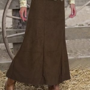 Casual Faux Suede Skirt, Skirts, color:Coffee|size:XXL, Noracora