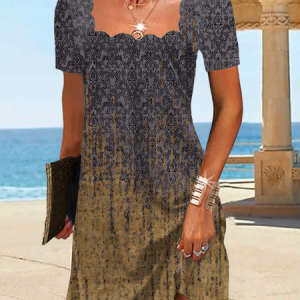 Casual Ethnic Dress, Dresses, color:Khaki|size:XS, JustFashionNow