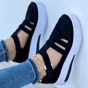 Women Casual Walking Shoes Orthopedic Shoes Arch Support Fashion Sneakers for Women Dressy Platform Espadrille Wedge Hollow out Braided Hook and Loop Sports Sandals, Sneakers, color:Black|size:43, JustFashionNow