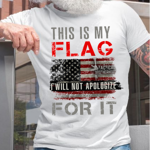 Men's This Is My Flag Casual T-Shirt, color:White|size:3XL, Lilicloth.com