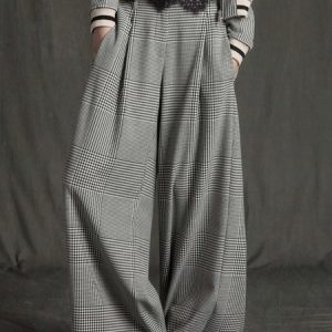Urban Loose Plaid Fashion Pants, Pants, color:Gray|size:XXL, Stylewe