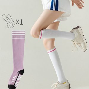 Geometric Color Contrast Design Kinetic Compression Sports Socks, Socks, color:Purple|size:One-size, JustFashionNow