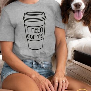 Women‘s Cotton I Need Coffee I'm A Latte to Handle Matching Owner T-Shirt, color:Gray|size:3XL, Lilicloth.com