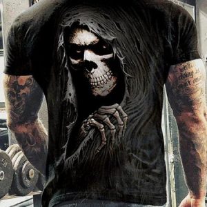 Men's Street Casual Skull Pattern Round Neck Stretch Fit Short Sleeve T-Shirt, T-Shirts, color:Color3|size:3XL, JustFashionNow