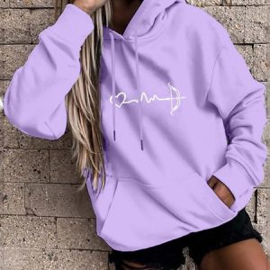 Casual Hoodie Heart/Cordate Hoodie, Hoodies & Sweatshirts, color:Purple|size:3XL, Noracora