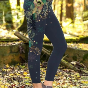Floral Tight Casual Legging, Leggings, color:Navyblue|size:XXL, JustFashionNow