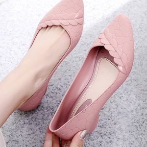 Comfortable Soft Sole Waterproof Pointed Toe Shallow Mouth Chunky Heel Shoes, Heels, color:Pink|size:41, JustFashionNow