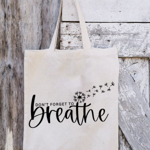 Women's Don't Forget to Breathe Shopping Tote, color:White|size:One-size, Lilicloth.com