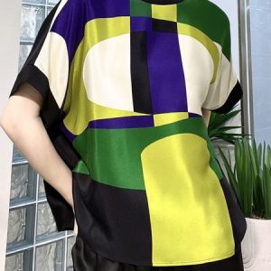 Loose Urban Crew Neck Color Block Shirt, Blouses and Shirts, color:As Picture|size:XXL, Stylewe