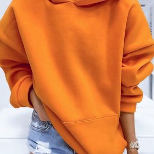 Casual Hoodie Plain Hoodie, Hoodies & Sweatshirts, color:Orange|size:XXL, Noracora