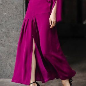 Plain High Waist Regular Fit Urban Skirt, Skirts, color:Rose Red|size:XXL, Stylewe