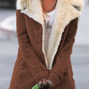 Casual Plain Turn-Down Collar Buttoned Long Sleeve Coat, Coats, color:Brown|size:4XL, JustFashionNow