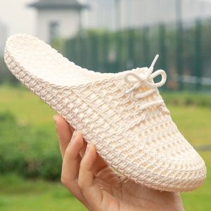 Hollow-Out Pvc Flat Heel Slippers, Slippers, color:White|size:41, JustFashionNow