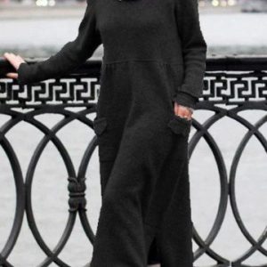 Plain Cotton Long Sleeve Dress, Maxi Dresses, Roselinlin - Online Catalog