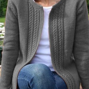Crew Neck Loose Wool/knitting Casual Cardigan, Cardigans, color:Gray|size:XXL, Noracora