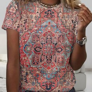 Women's Ethnic Art Print Casual  Shirt, color:As Picture|size:4XL, Lilicloth.com