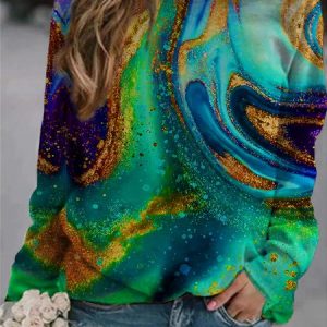 Casual Crew Neck Abstract Sweatshirt, Hoodies & Sweatshirts, color:Lake Blue|size:5XL, Noracora