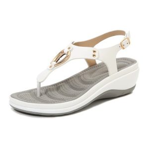 JFN  Leatherette Spring Sandals, Sandals, color:White|size:US 10, JustFashionNow