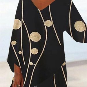 JFN V Neck Black Polka Dots Top, Shirts & Blouses, color:Black|size:XXL, JustFashionNow