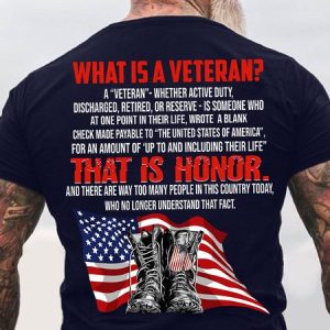 Men's What Is A Veteran That Is Honor Funny Graphic Printing Cotton Casual America Flag T-Shirt, color:Purplish blue|size:3XL, Lilicloth.com