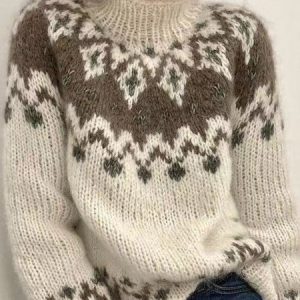 Loose Turtleneck Wool/Knitting Boho Sweater, Sweaters, color:Multicolor|size:XXL, JustFashionNow