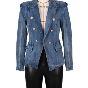 Casual Loose Denim Wrap Denim Coat, Jackets, color:Deep Blue|size:XXL, Noracora